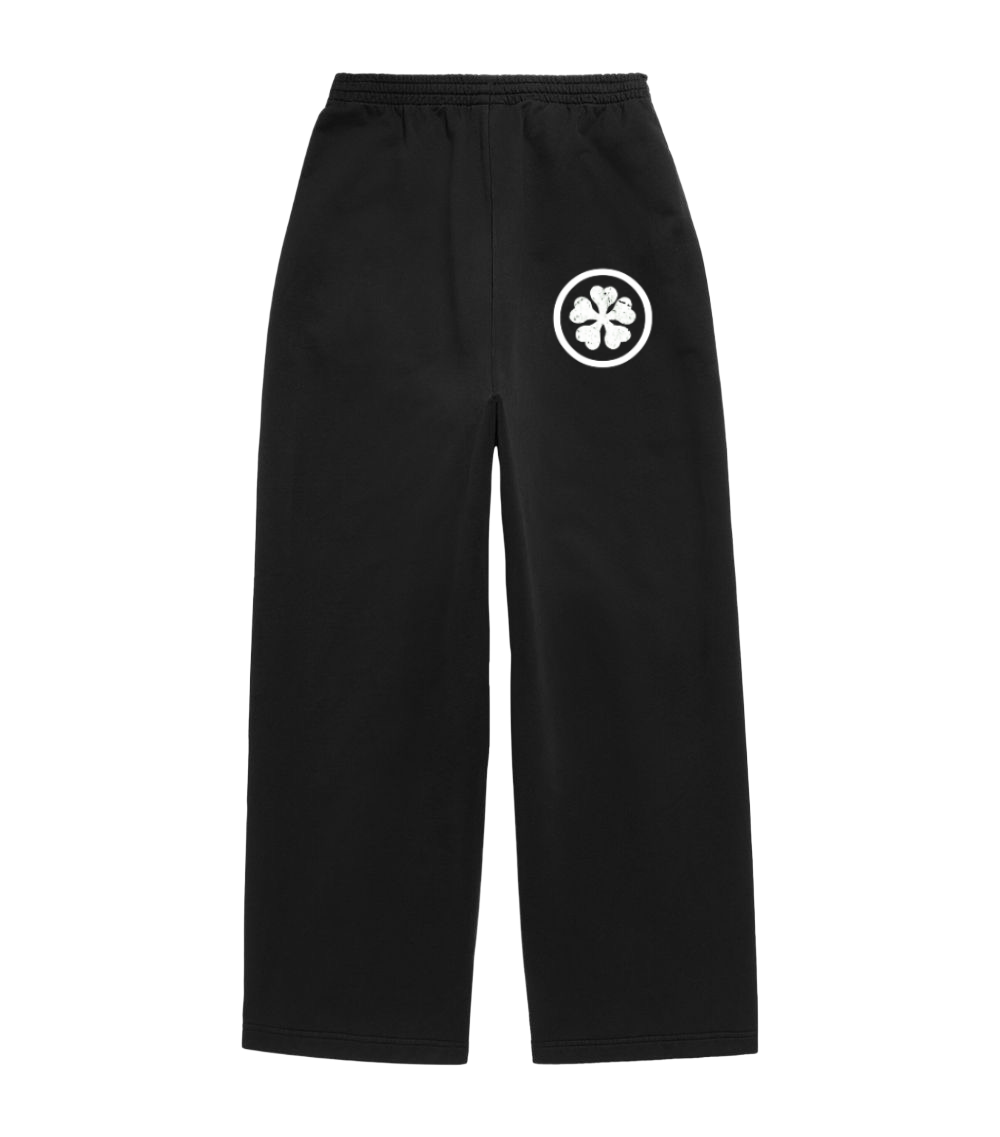 BLACK WIDE LEG CLOVER SWEATS