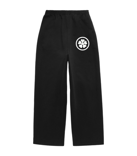 BLACK WIDE LEG CLOVER SWEATS