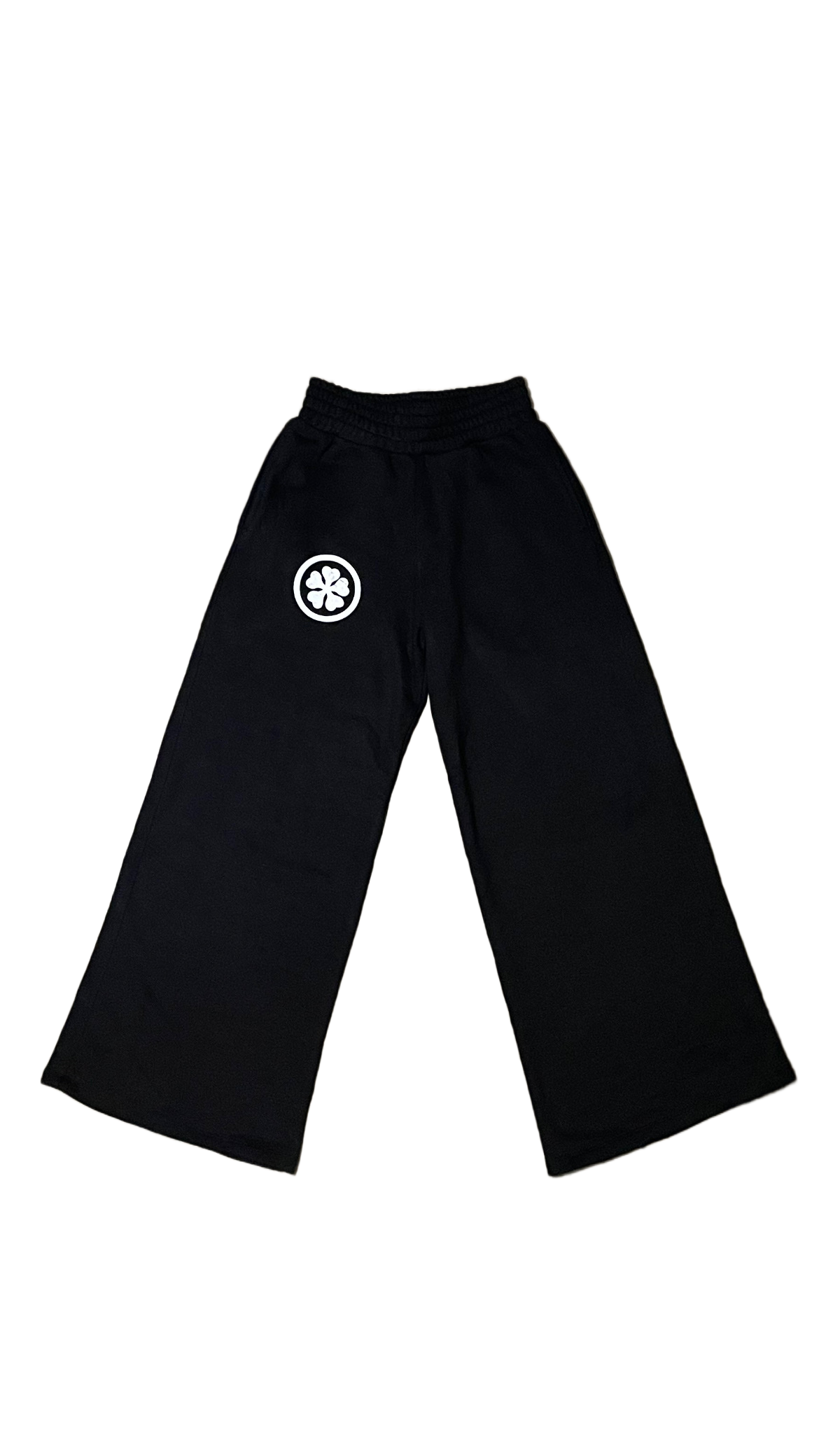 BLACK WIDE LEG CLOVER SWEATS