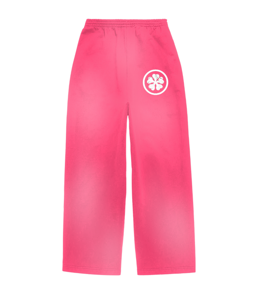 PINK WIDE LEG CLOVER SWEATS