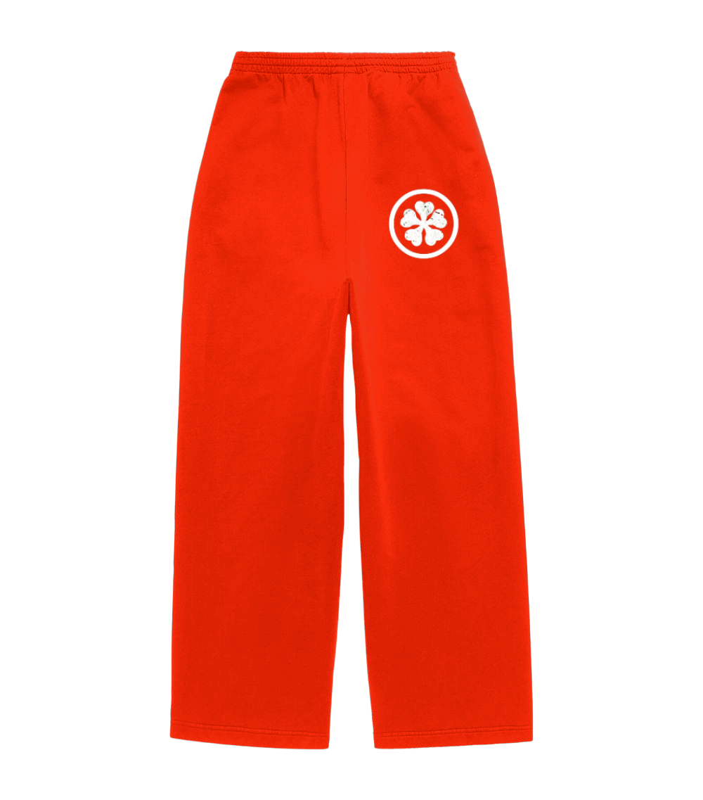 RED WIDE LEG CLOVER SWEATS