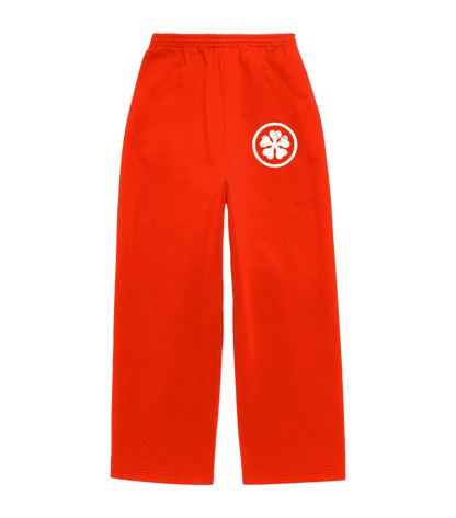 RED WIDE LEG CLOVER SWEATS