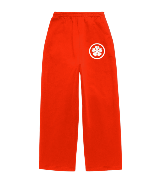 RED WIDE LEG CLOVER SWEATS