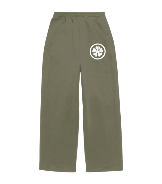 GREEN WIDE LEG CLOVER SWEATS